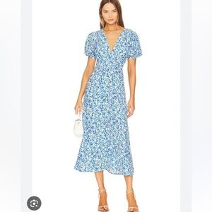 REVOLVE Blue Green Puff Sleeve Sundress